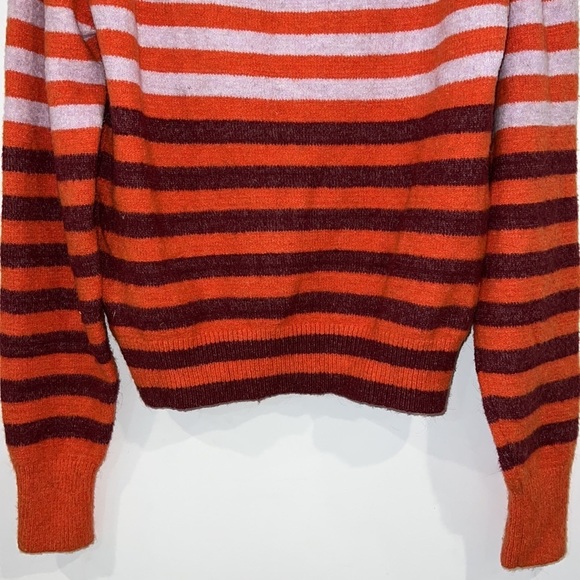 FREE PEOPLE Complete Me Orange Striped Cotton Alpaca Blend Knit Sweater M - Picture 14 of 16